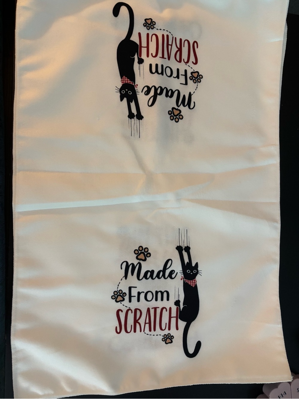 4 Funny Cat saying hand towels! White color and unused
